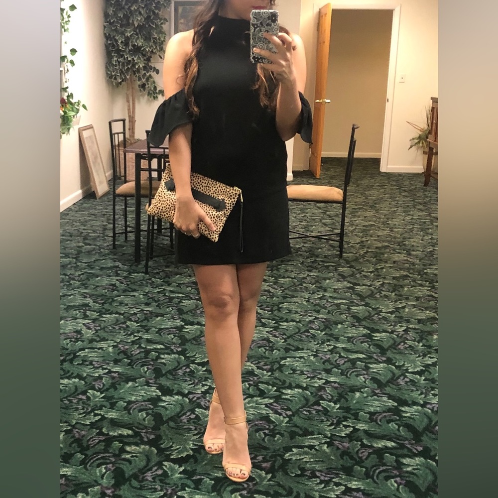 Nasty Gal black shirt dress with low sleeves size Small